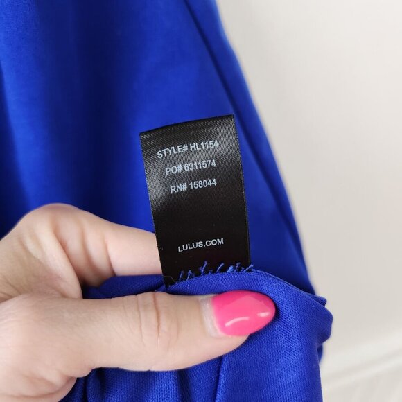 Lulus Sexy Blue Dress Limo Ride Lace Bodycon Cobalt Sheath Women's L - Picture 8 of 8